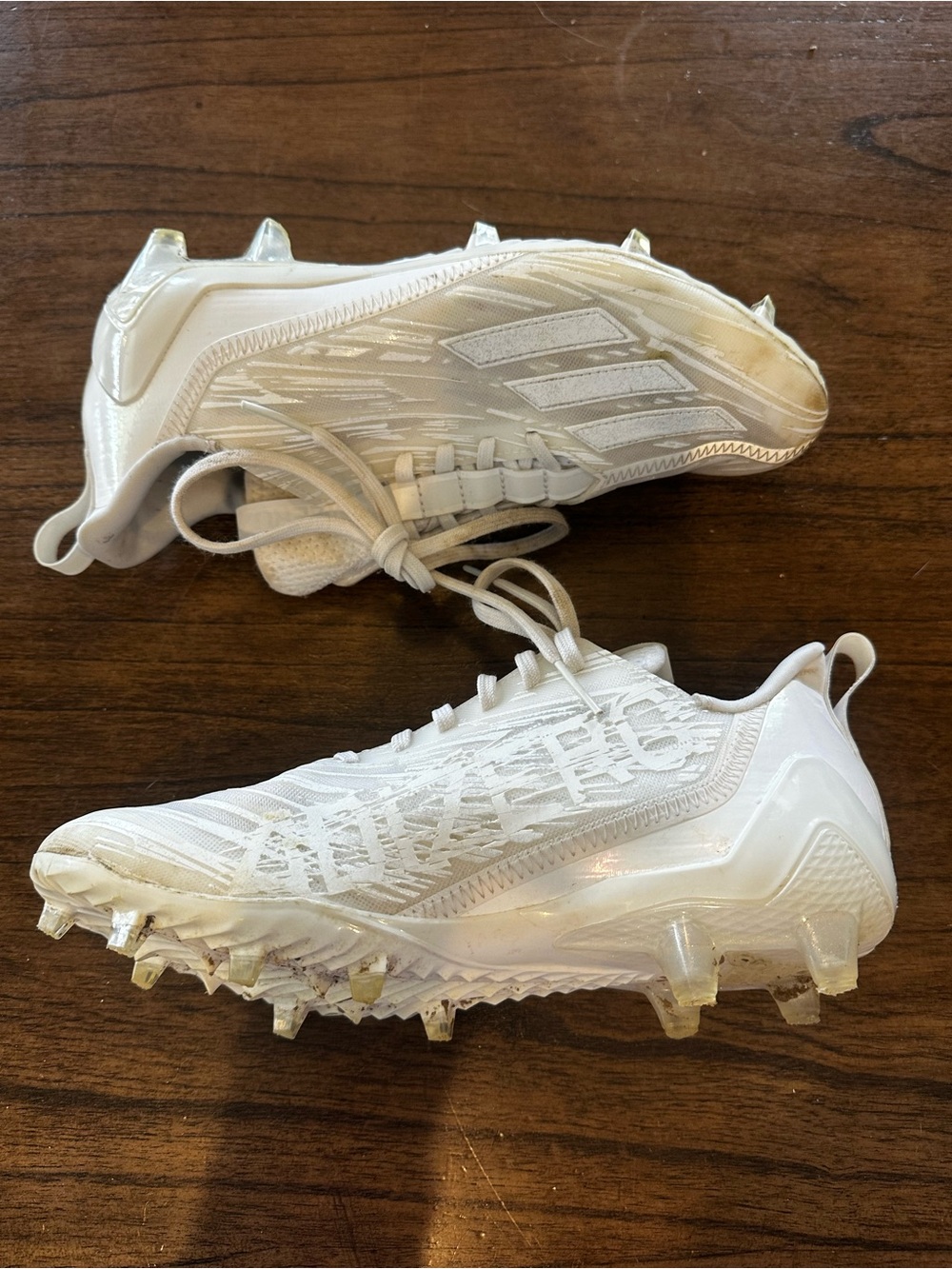 Adidas Adizero Football Cleats Men Size 9 White Low Top Molded